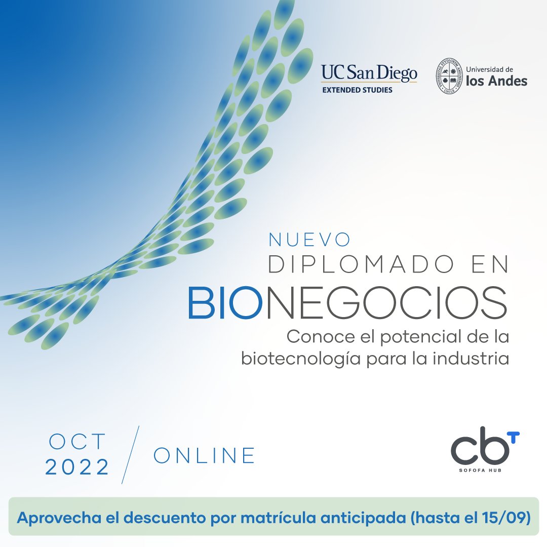 SOFOFA Hub (@hubsofofa) on Twitter photo Inscríbete en este diplomado internacional del CBT de SOFOFA Hub, dictado por docentes de la <a href="/uandes/">UANDES</a> y la <a href="/UCSanDiego/">UC San Diego</a>, que se realizará entre octubre de 2022 y julio de 2023.
Más información: bit.ly/3QKcU30
¡Te esperamos!
<a href="/CentrosAnid/">Centros ANID</a> <a href="/Corfo/">Corfo</a> Inscríbete en este diplomado internacional del CBT de SOFOFA Hub, dictado por docentes de la <a href="/uandes/">UANDES</a> y la <a href="/UCSanDiego/">UC San Diego</a>, que se realizará entre octubre de 2022 y julio de 2023.
Más información: bit.ly/3QKcU30
¡Te esperamos!
<a href="/CentrosAnid/">Centros ANID</a> <a href="/Corfo/">Corfo</a>