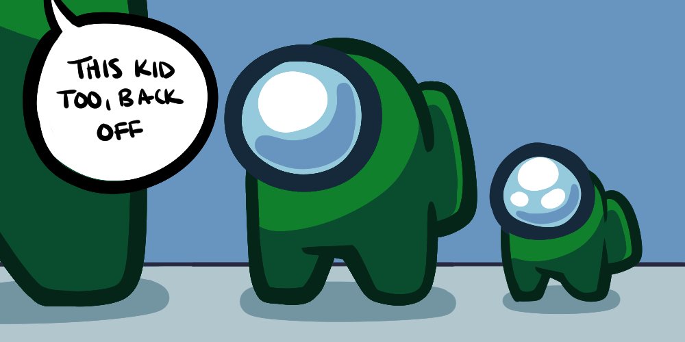 AmongUsGame's tweet photo. raise ur hand if u would defend and protect the Mini Crewmates with ur life https://t.co/W7GJiojllD