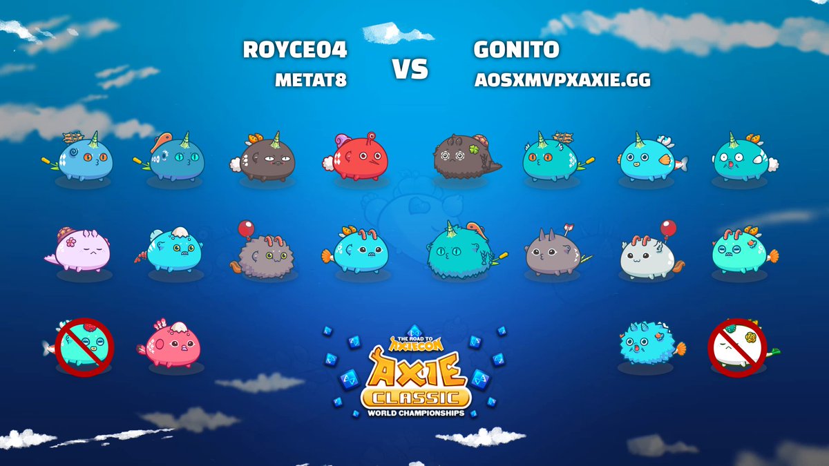 Coming Next!
<a href="/METAT8esports/">METAT8</a> <a href="/Royce04x/">Royce04 | MT8</a> ⚔️ <a href="/AOSGuild/">Ace Of Spades ♠️</a> <a href="/Gonito16/">Gonito</a> 
🇵🇭: facebook.com/AxieInfinity
🇺🇸: twitch.tv/axieinfinity
🇵🇹: twitch.tv/axieinfinitypt
🇪🇸: twitch.tv/axieinfinityes…