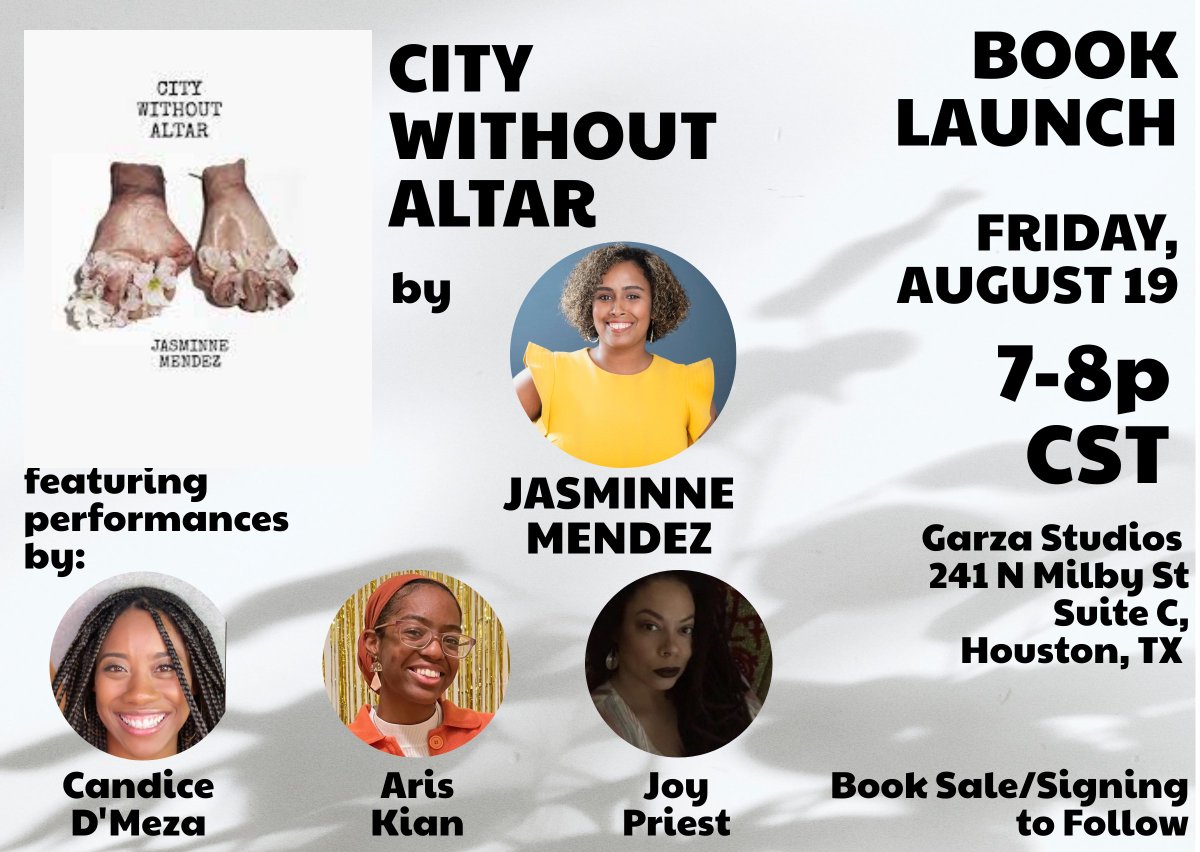 thepoetmendez's tweet photo. THIS IS A REMINDER THERE WILL BE A FIRE READING TOMORROW. BE THERE. 

7PM - #DEBUT Collection for @jasminnemendez - #CityWithoutAltar - 

fea. @rosewaterframes, @Dalai_Mama_ and @CandiceDMeza 

GARCIA STUDIOS -  BOOKS FOR SALE AND A SIGNING TO FOLLOW- LET'S GO! https://t.co/lkrVXVD4Oa