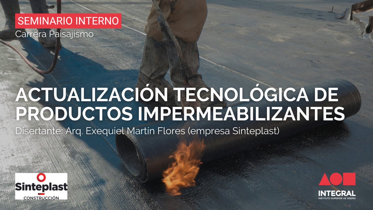 Integral_edu's tweet photo. 📣 Seminario interno para estudiantes de la carrera de Paisajismo sobre productos de impermeabilización de cubiertas

Expone empresa Sinteplast
📆19 de agosto 18:30hs

👉Más info: https://t.co/XwWGj2Eszh

#paisajismo #estudiantes https://t.co/jYhma3oWuj