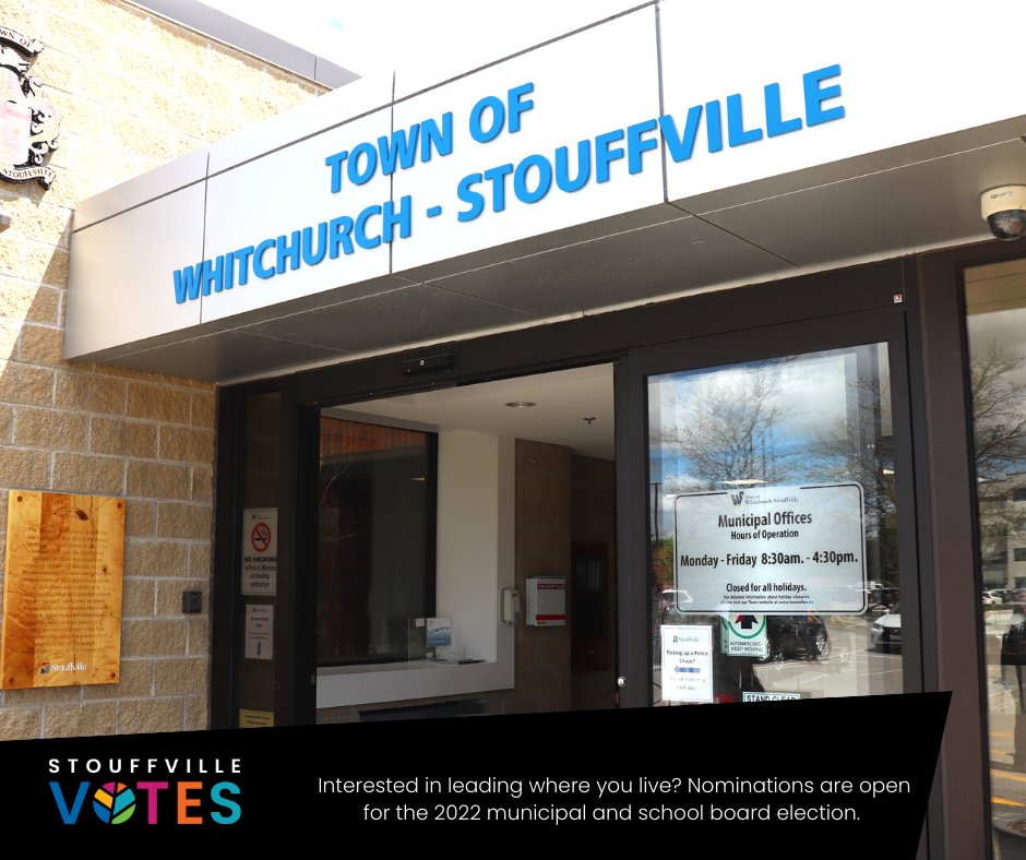 Interested in leading where you live? Now’s your chance. Your local government needs dedicated, passionate and informed leaders who are committed to improving their communities. The deadline to register is 2 p.m. TOMORROW! Visit stouffvillevotes.ca for more details.
