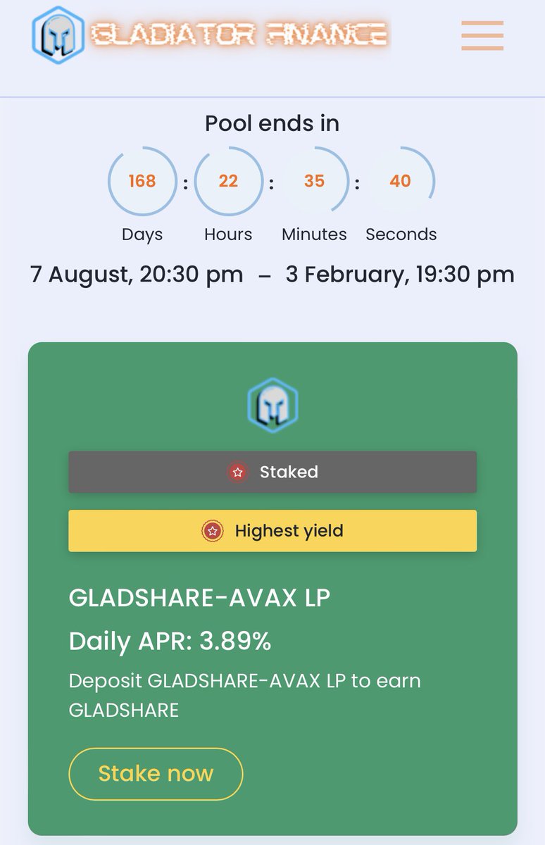 vandertrip_uk's tweet photo. @GladiatorDeFi Right… so !!! Patrician NFT’s are paying currently 200% yield over 7 days so $120 each! Catacombs (Boardroom) 7,86% DAILY! LP pools 3,86% DAILY! Current PEG (TWAP 1.1) $GSHARE price 100% today, $GLAD 16%. And we’re just warming up 🔥#tombfork #algocoin #NFTGame https://t.co/9aE4X6iB5i