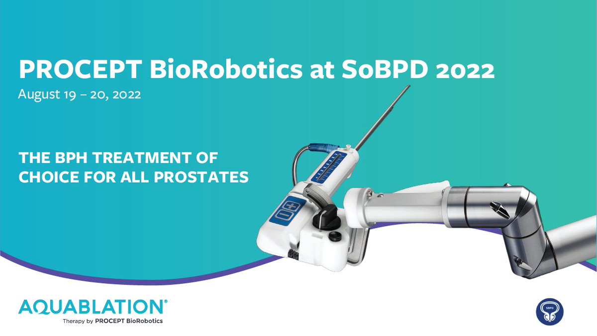 PROCEPTRobotics's tweet photo. We’re heading to @SocietyofBPD's 2022 Annual Meeting in Dallas! Our team is thrilled to support an organization that promotes the well-being of men with #BPH.
We hope to see you at our lunchtime symposium on Friday, August 19.
#SoBPD https://t.co/HFtm8GjeD3