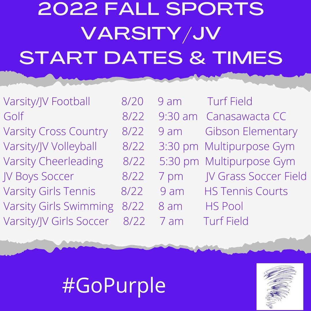 NCSDAthletics's tweet photo. Important announcement regarding fall sports practices next week.  Gooooo Purple! @norwichcsd @norwichhighfans @NateLull @MorganGolliver @ScottRyanNCSD @AlgerJoe4 https://t.co/ze1zZTN7af