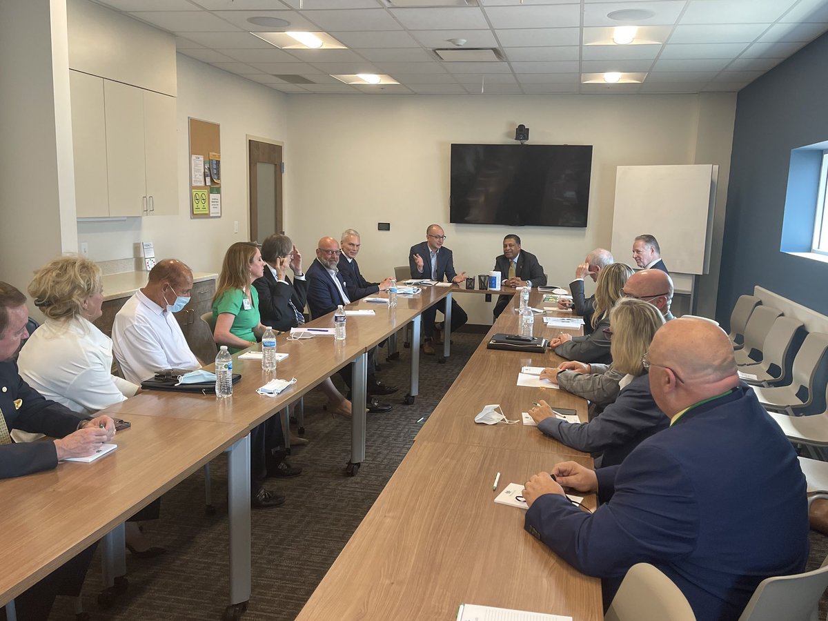 marshall_health's tweet photo. Dr. Rahul Gupta, director of the the White House Office of National Drug Control Policy, met today with @huntingtoncity, state, @marshall_health and @marshallu leaders at #PROACTWV to discuss addiction treatment models, the continuum of care and wraparound services. https://t.co/Q4zemSy4mL