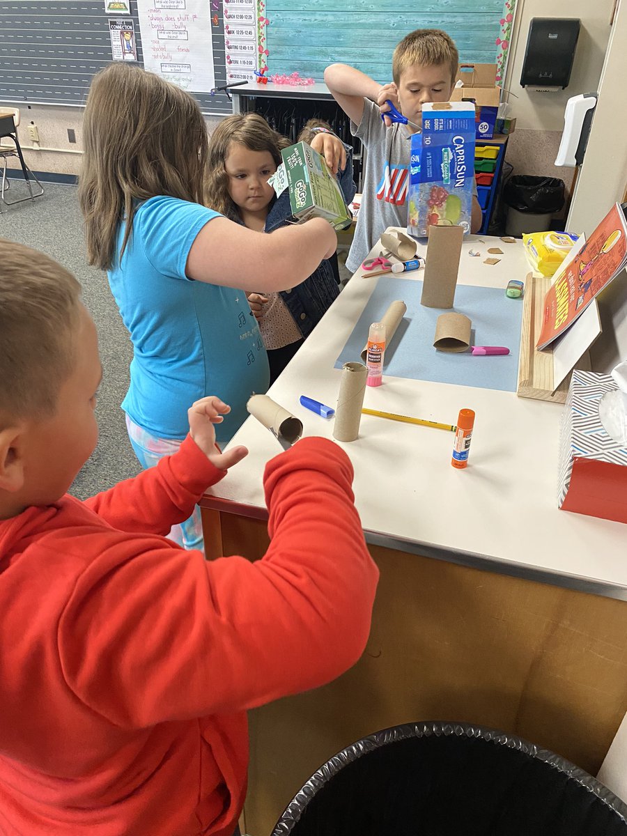 Today was a great day in second grade. We did math centers this morning and then worked on our STEM project to go with our story of the week. @brookebrownTOTB