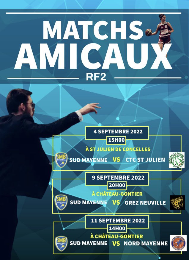 TrouilletSteven's tweet photo. Le programme des matchs de préparation pour la RF2 avant le début du championnat 🤜 @BasketSud @vsaulnier53200 https://t.co/CXWX5dMpga
