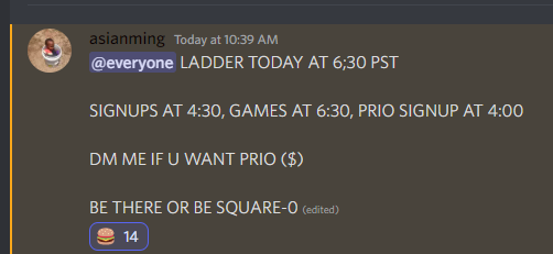 NAWCnsoleReport's tweet photo. SIGNUPS WILL BE OPEN AT 5 PST , LAST LADDER BEFORE CCC 😈

DM @asianmingg if you STILL need that invite https://t.co/s4VzmiRnKz