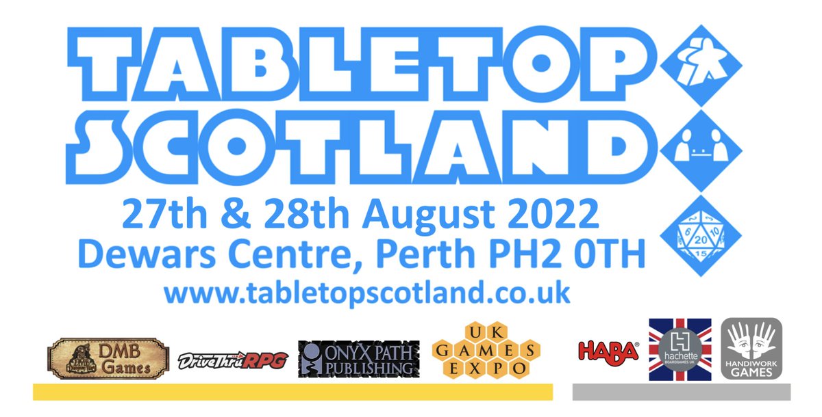 1 day until <a href="/TabletopScot/">Tabletop Scotland 5-7th September 2025, Edinburgh</a> We are already here, looking forward to seeing everyone tomorrow. 

<a href="/A2ndChapter/">Dave Wright</a> @AllRolledUpUK <a href="/TheUnluckyfrog/">Unlucky Frog Gaming</a> <a href="/StudiosCrab/">Niall Crabtree - Crab Studios</a> @deckingg @GamesHandiwork
<a href="/TinkerbotGames/">Tinkerbot Games</a> <a href="/stuffByBez/">Bez</a> <a href="/InspiredTribe/">Inspiring Games</a> <a href="/Wreck_and_Ruin/">Mark at dream big games</a>  <a href="/DMB_Games/">DMB Games</a> <a href="/GenkiGear/">Genki Gear</a> <a href="/Abeyance_artist/">Tanya Roberts Thought Bubble Redshirt Hall D38</a>