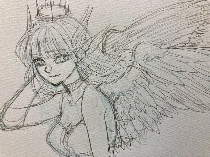 朝から落書き 創作天使ちゃん  #落書き #落書きイラ #rkgk #天使 #創作