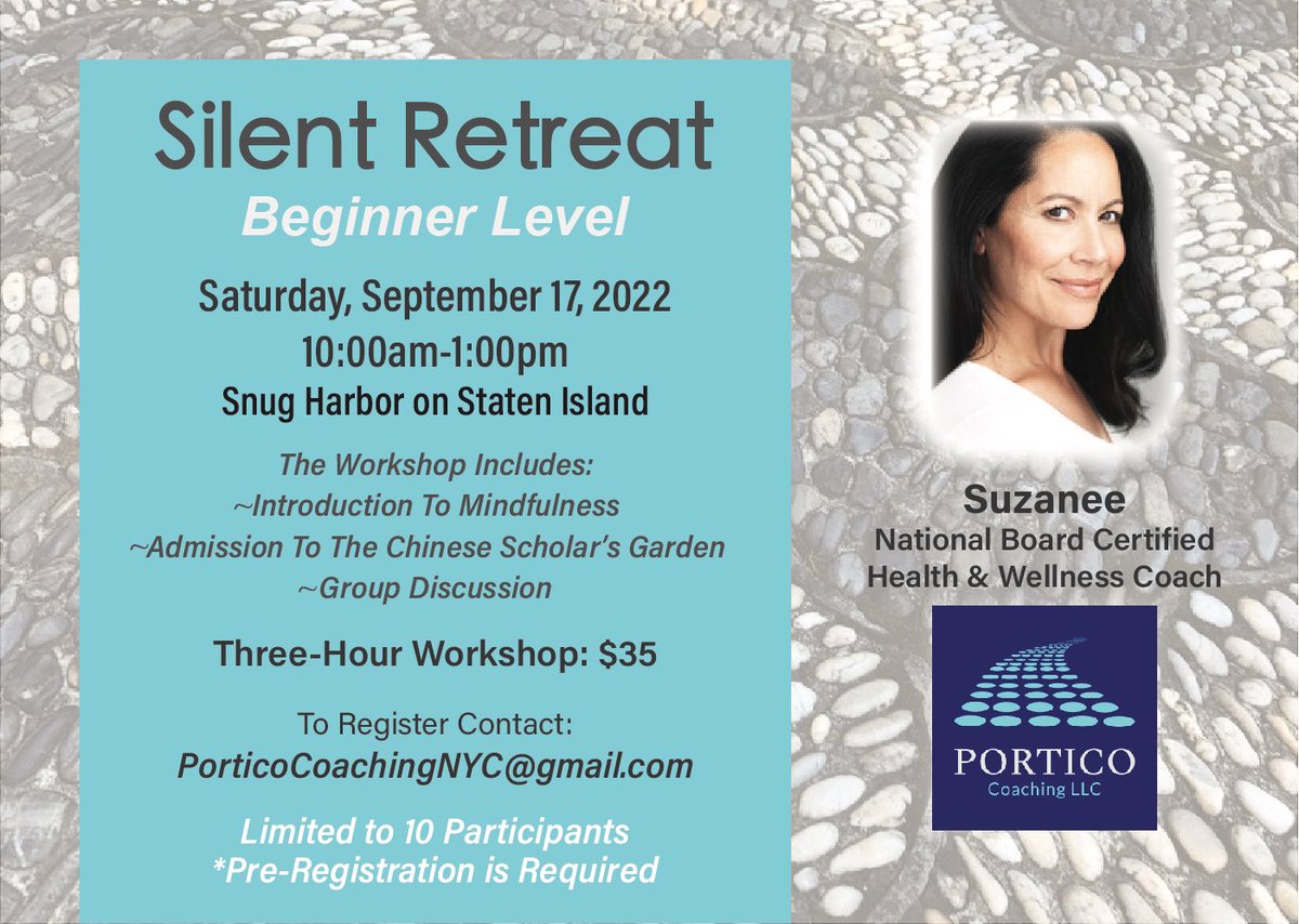 PorticoCoaching's tweet photo. Please join me for this relaxing workshop. Together, we will incorporate mindfulness and silence into our busy lives. 

@PorticoCoaching 
#staten #statenisland #statenislandny #statenislandusa #statenislandevents #siny #silentretreat #silent #si #mindfulness #mindful https://t.co/CB4RDmG59k