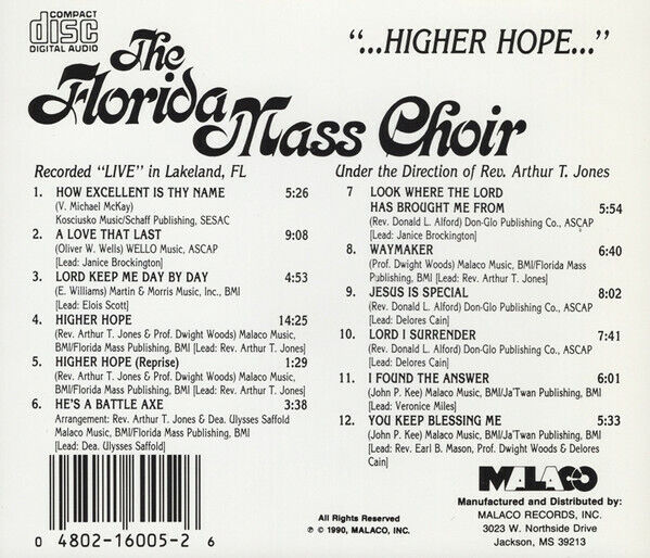 jwNewMusic's tweet photo. Lately, I've been revisiting some of the gospel music I remember hearing as a youth -- so many wonderful memories!
Artist: #TheFloridaMassChoir
- (Rev. Arthur T. Jones, director)
Album: #HigherHope (1990)
Label: #MalacoRecords
"Lord Keep Me Day By Day"
🔊https://t.co/fDYYdatCao https://t.co/mvWjxPSMhT