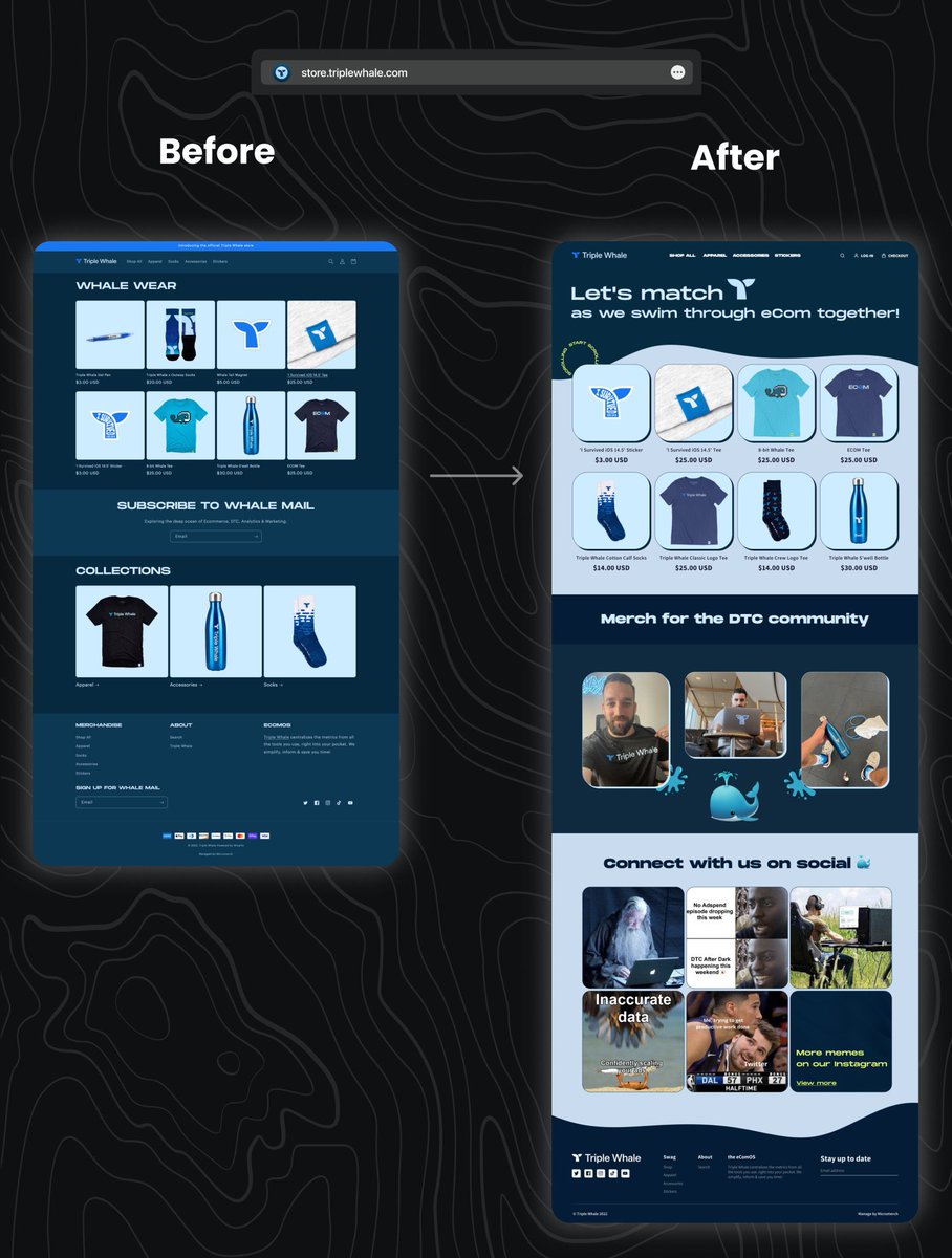 varfajpartners's tweet photo. Triple Whale hinted that they needed a whaley fun new design for their merch store, so we made it happen. 

@triplewhale - What do you think? Does it make a splash? 💦🐳 https://t.co/mup2tqCdeO