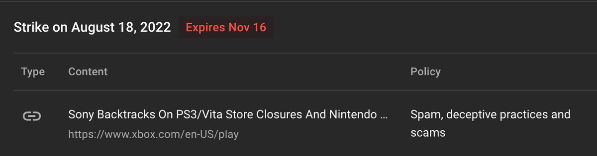 SpawnWaveMedia's tweet photo. Hey @TeamYouTube got a strike on my channel for linking to the Xbox website as a source in a news video and now I can't upload or live stream for a week. I assume this is a mistake and an appeal has been made but any help in appreciated. https://t.co/SVT6Uxcggc