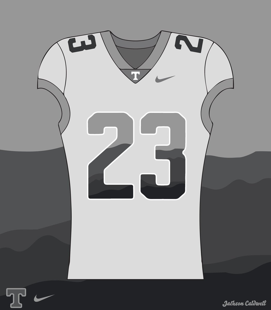 Jacksoncaldw3ll's tweet photo. With @Vol_Football announcing the ‘Smokey Series”, here’s my take on a new grey jersey. 

#vols #volfootball #utk #tennessee #tennesseefootball #gbo https://t.co/sHhkwnaE6r
