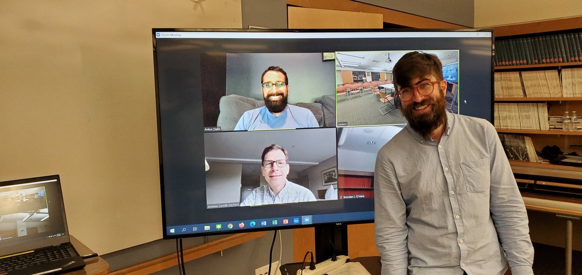 Tufts_NgLab's tweet photo. Congratulations to @Hydroxide_ion on his successful thesis defense. He brought a new area of research into the lab and masterfully identified two phage defense systems in Vc. Great discussions with @ShenLabTufts @IsbergRalph Andy Camilli and Ankur Dalia (zoom). https://t.co/ffxfE0EMul