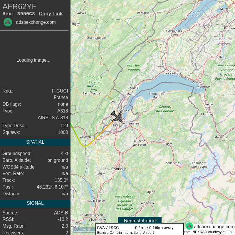 AFR62YF Landed in Geneva, Canton of Geneva, CH.