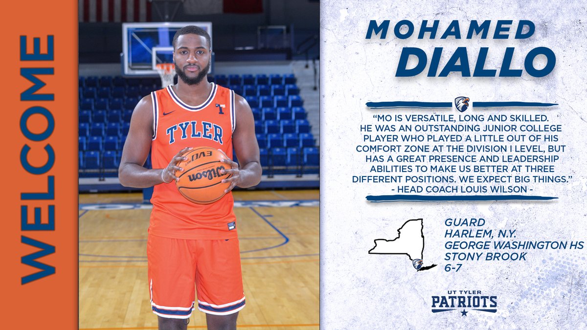 uttylerpatriots's tweet photo. MBB | @uttylermbb would like to welcome another proven contributor at the Division I level, Mohamed Diallo to the program!

Welcome to the Patriot family Mohamed!

#SWOOPSWOOP https://t.co/t4efXTmdBO