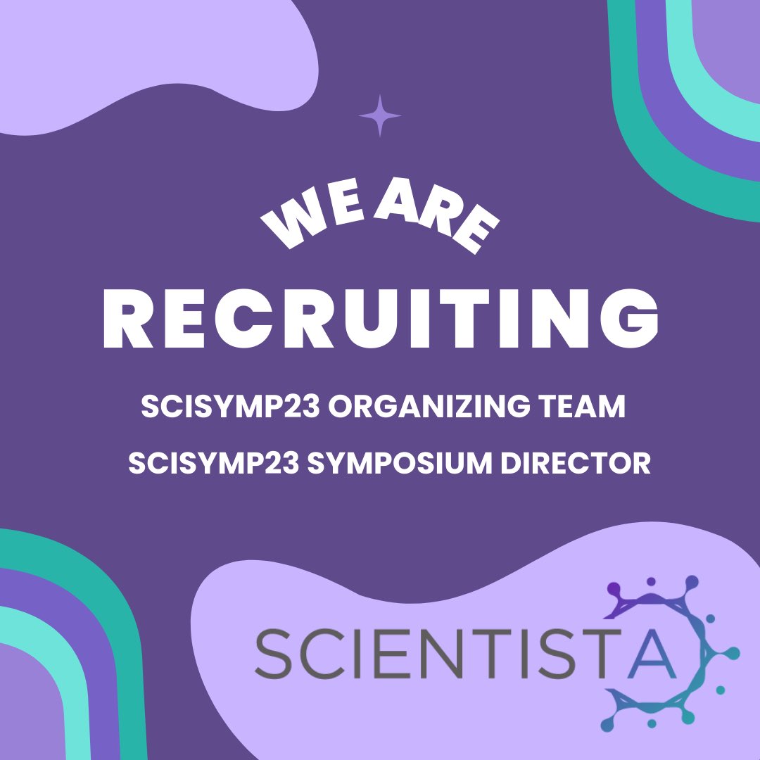 Come join our symposium team!!!
*
Learn new skills, help run a STEMM symposium, and get to come to the event for free! 

Want to join?! scientistafoundation.com/internships
*
#TheScientistaFoundation #Scientosta #WomenInSTEM #WomenInSTEMM #STEM #STEMM #nonprofitorganization