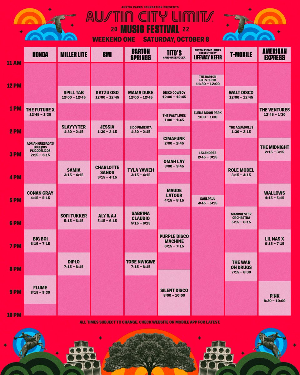 ACL Fest lineup schedule 2022