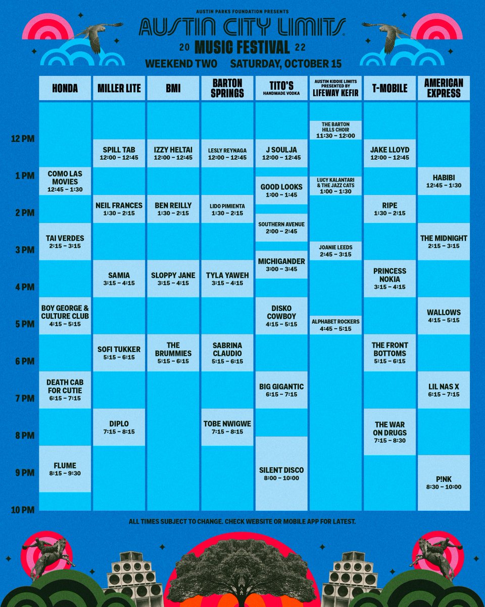 ACL Fest lineup schedule 2022