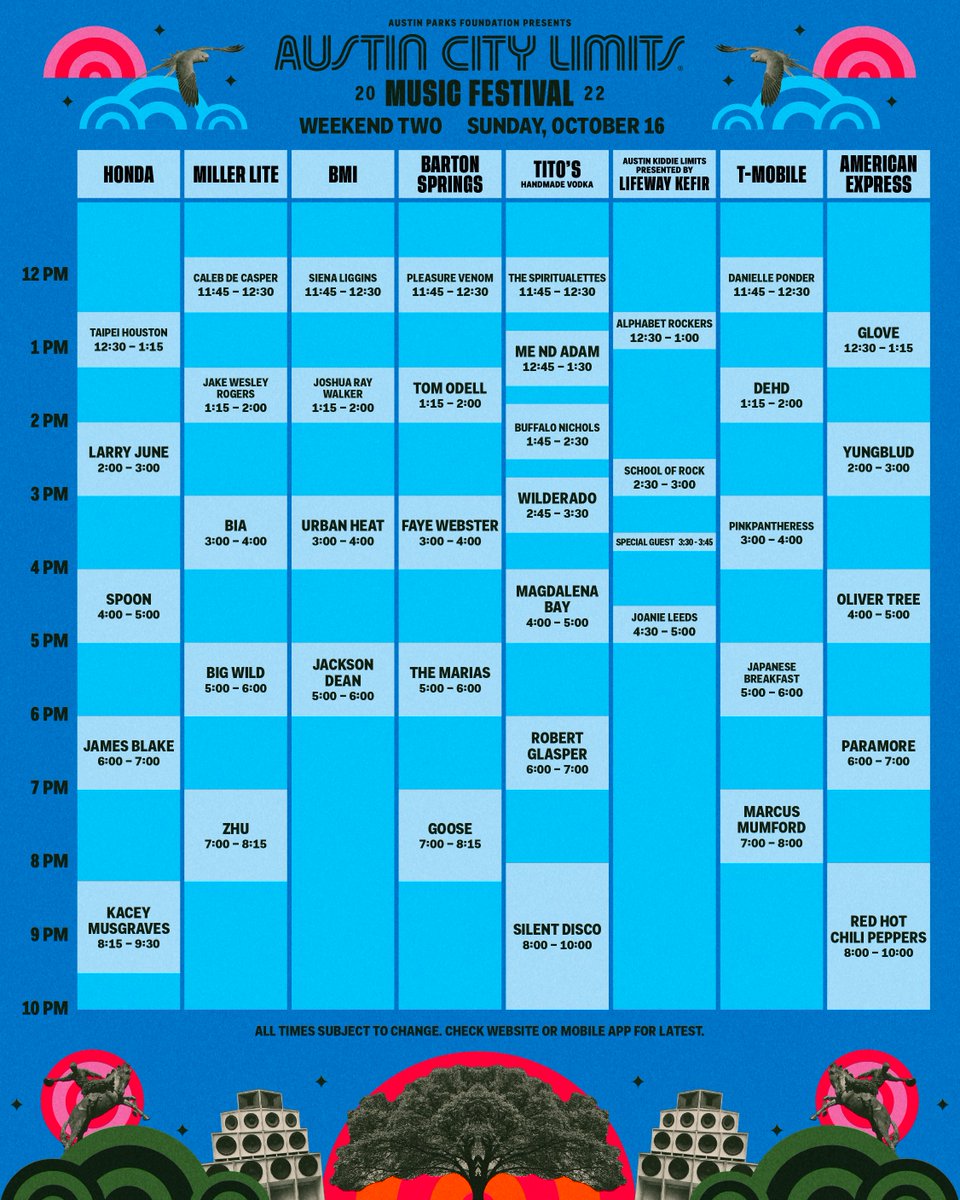 ACL Fest lineup schedule 2022