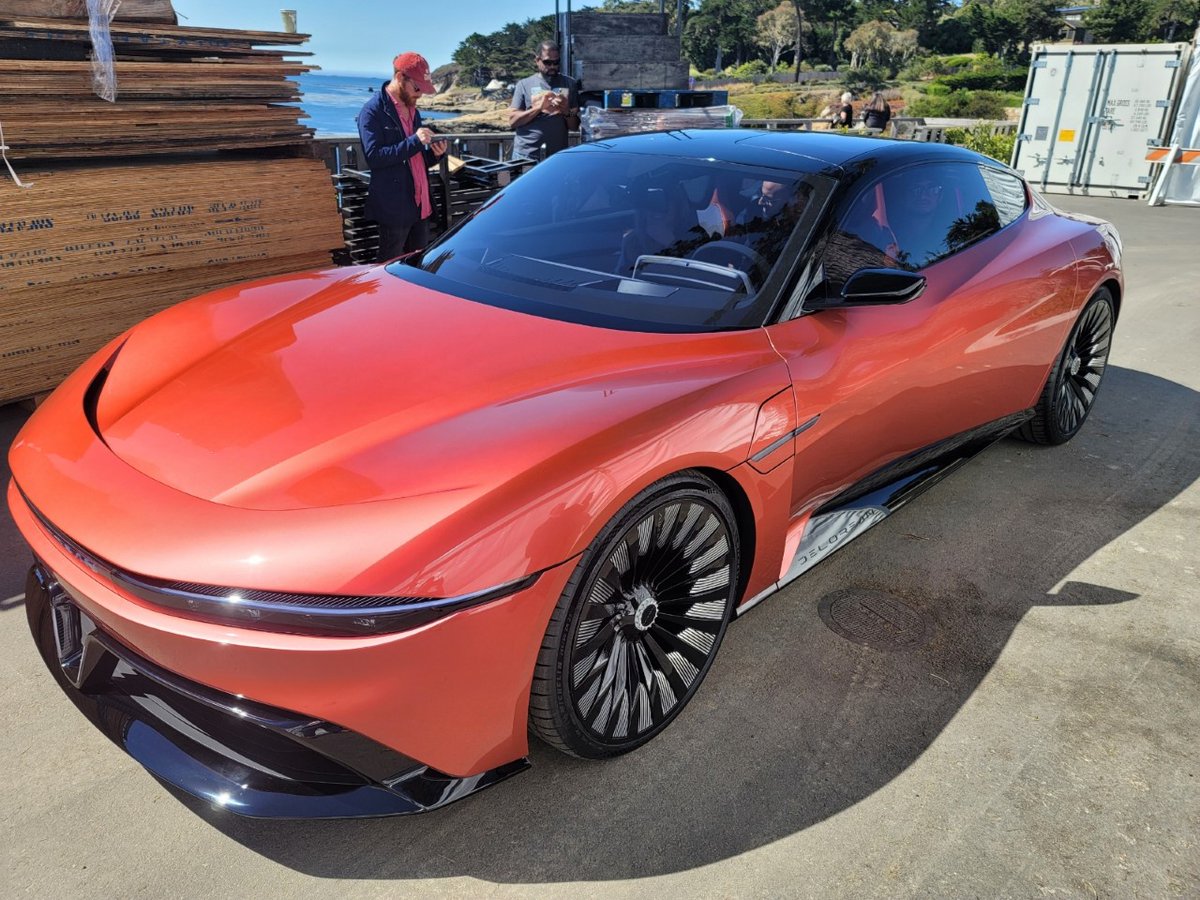 deloreanmotorco's tweet photo. After four generations of evolution, we unveiled the Alpha5 this morning at Pebble Beach Concours d’Elegance. Our vehicles and their technology engage the senses and ignite a passion for the drive. 
Read more about the exciting reveal:
https://t.co/wI7U0SPjdc
#DeloreanRevealed https://t.co/QKUvTZgfs6