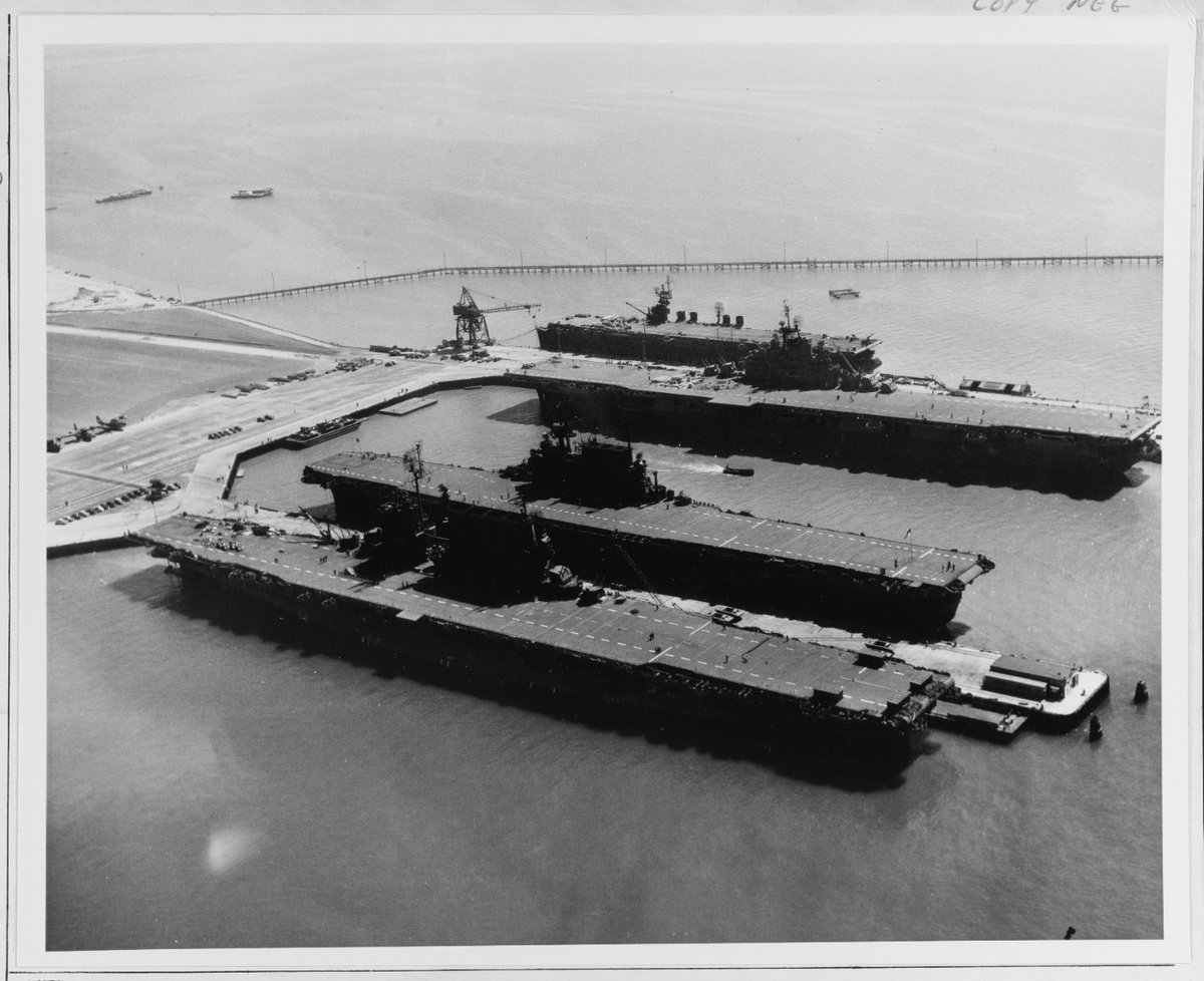 Navy History and Heritage Command will have an outreach table on the USS Hornet Museum on Fri Aug 19. They are the US Navy’s official museum branch. #usshornet #usshornetmuseum #navy (Pic of USS Hornet CV-12, USS Enterprise CV-6 &amp; USS San Jacinto CVL-30 in NAS Alameda Sep 45)