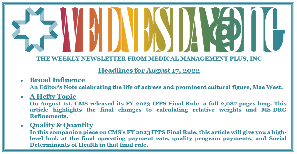 RTMDInsights's tweet photo. In this week's issue of Wednesday@One, our coverage of CMS's FY 2023 IPPS Final Rule continues. For a free subscription to Wednesday@One, go to https://t.co/rq9LSq0N00 https://t.co/R0ArnNcZrZ