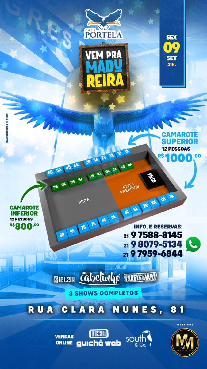 vempramadureir1's tweet photo. 50% DOS CAMAROTES ESGOTADOS  #vempramadureira😱🥳💥

PARA MAIS INFORMAÇÕES SOBRE RESERVAS ENTRE EM CONTATO ➡️ (21969076178)NICO

MEGA ESTRUTURA JAMAIS VISTA NA ÁREA ! 🤩

CABELINHO. RODRIGUINHO E BIELZIN SUPER CONFIRMADOS ✅🔥

DIA 09/09 (estrada da Portela 563)

MMTXPRODUÇÕES https://t.co/bBE5fP5DTe