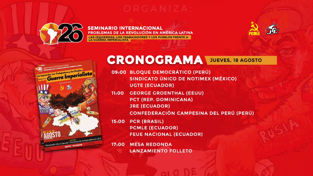 PcmleG's tweet photo. Síguenos por Facebook Live en el 2do dia del #26SIPRAL Seminario Internacional Problemas de la Revolución en América Latina. 

https://t.co/ZWJhKPHTF4 https://t.co/Gq85dS8IH9