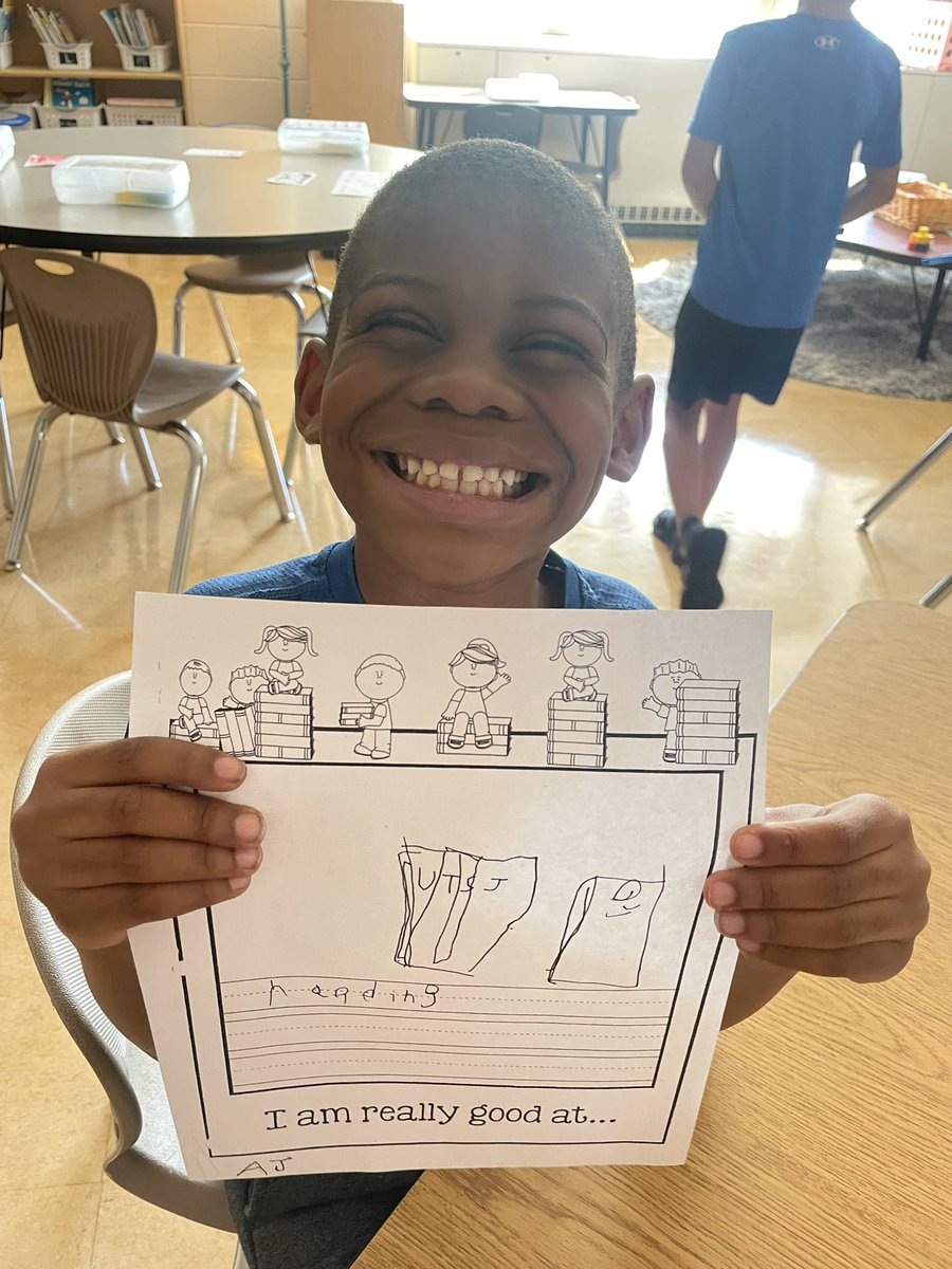 MrsEngel1st's tweet photo. Big smiles on our first day together! We got to write about what we are good at and practice rotating during center time! #hecsmagic https://t.co/yvkFKaxHzO