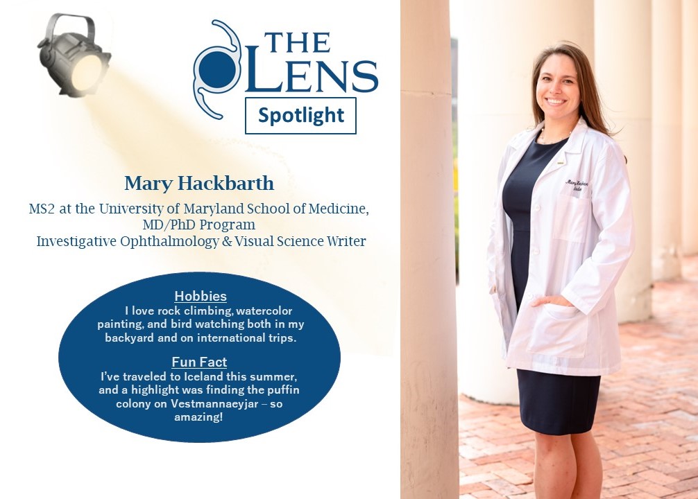 TheLens_oph's tweet photo. The Lens Spotlight 🚨💡🚨

This week, we are featuring @maryhackbarth, an MS2 in the MD/PhD program at the @UMmedschool! She is an avid bird watcher, and even spotted a puffin colony in Iceland this summer 🐧❄️

Check it out! 👀 https://t.co/lamsRns4y4