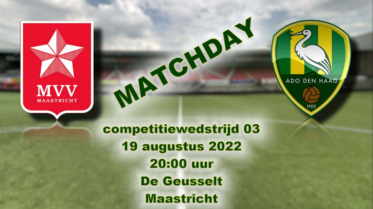ADOstats's tweet photo. ⚽️ Matchday @MVVMaastricht  @ADODenHaag 
📅 19-08-'22
🕢 20:00u
🏟️ De Geuselt Maastricht 
#mvvado  @de_duis1
 @Pijnacker01 @DeBruijnvoetbal @MariovdEnde
 @aad300 @EdNorthside @petercrama @vakkieD

#ado #adodenhaag #mvvado https://t.co/7rpzEH7clA