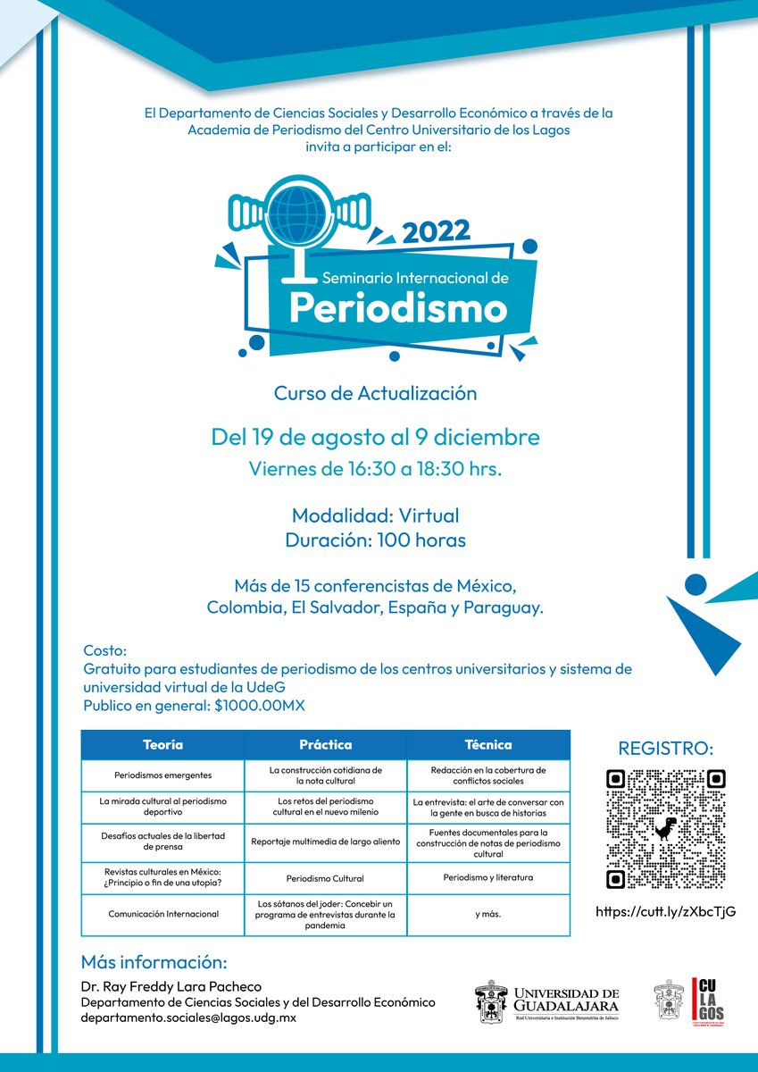 CULagos_UdeG's tweet photo. El día de mañana comienza el Seminario Internacional de Periodismo en modalidad virtual.

Registrate en: https://t.co/Szql1GIK7B https://t.co/f7qIalJrnK