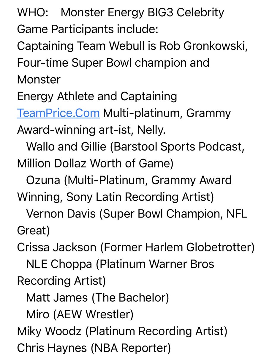 mr_jasonjones's tweet photo. A look at some of the names in this weekend’s @thebig3 Celebrity All-Star Game this weekend https://t.co/df0eluvm5F