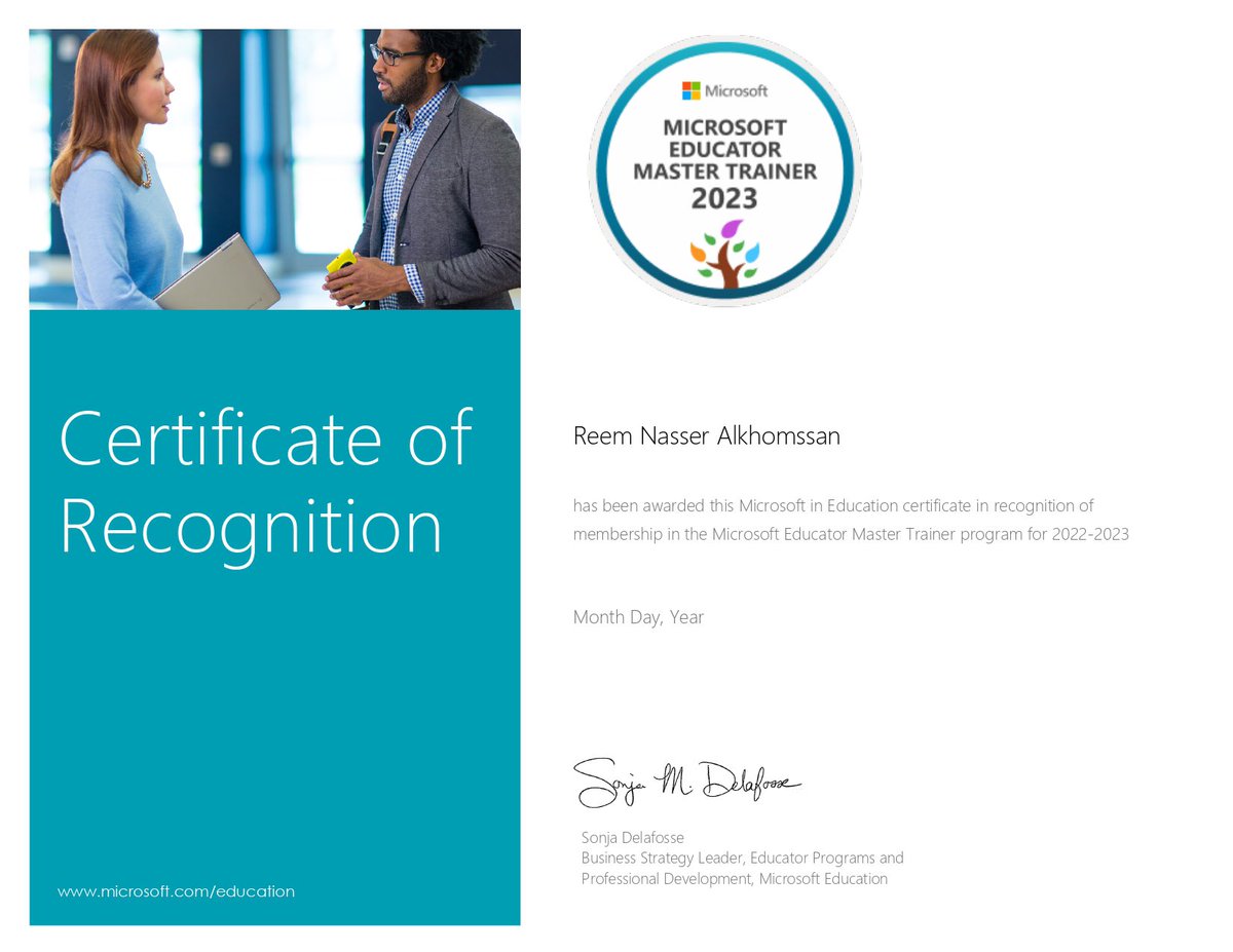 ralkhomsan's tweet image. بحمد الله حصلت على شارة مدرب ماستر في #مايكروسوفت مدرب معتمد 😍 
كل الشكر لفريقنا البطل ولجهود الجميع الجبارة 
👏🏻👏🏻
 @MScreativeteam 
@Microsoft_Saudi 
@abeermehdar
