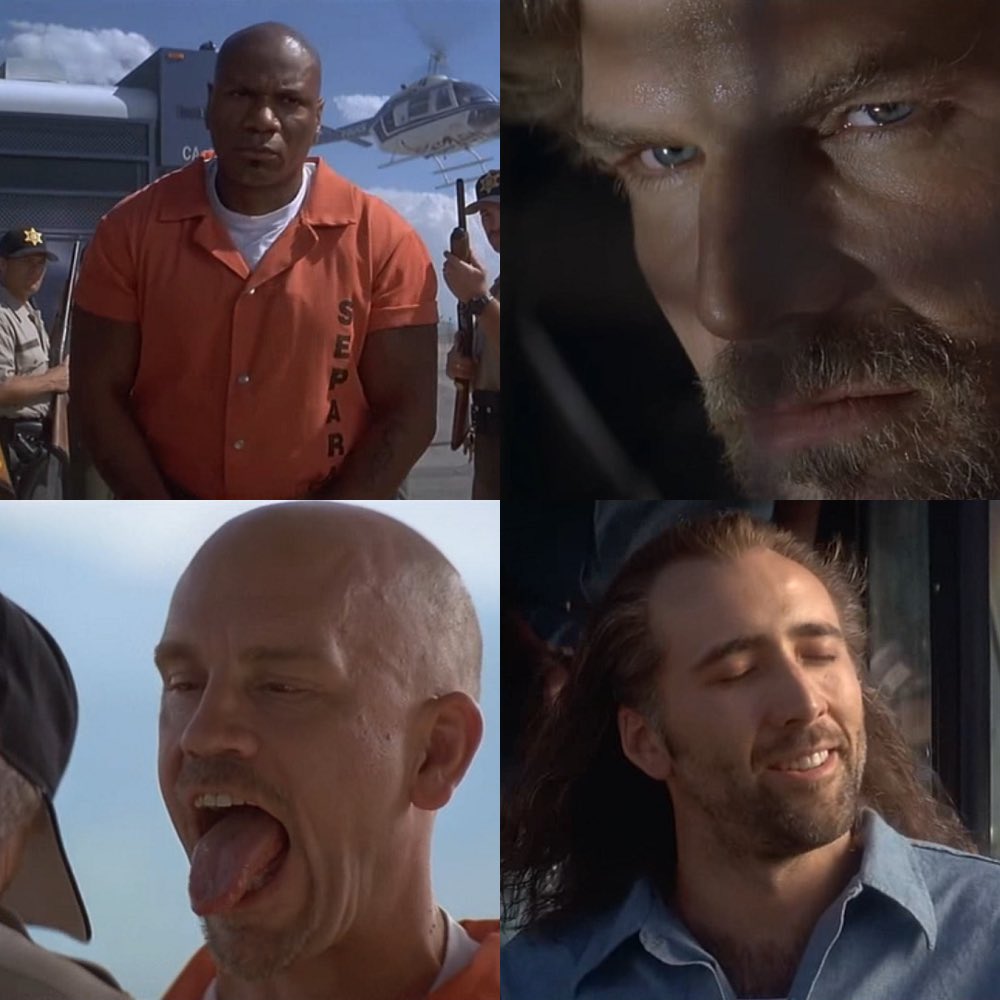ConAirPod's tweet photo. New episode! The Midnight Boys from @AFreePodcast, @GumpMinute, @TitanicMinute &amp; @TombstoneMinute join us as we meet the main villains, bask in the glory of Nic Cage’s hair, and talk about 90s villains, wrestling names and knitted clown hats! https://t.co/EpMcrHRF2u #ConAir https://t.co/QOcSTdCuFu