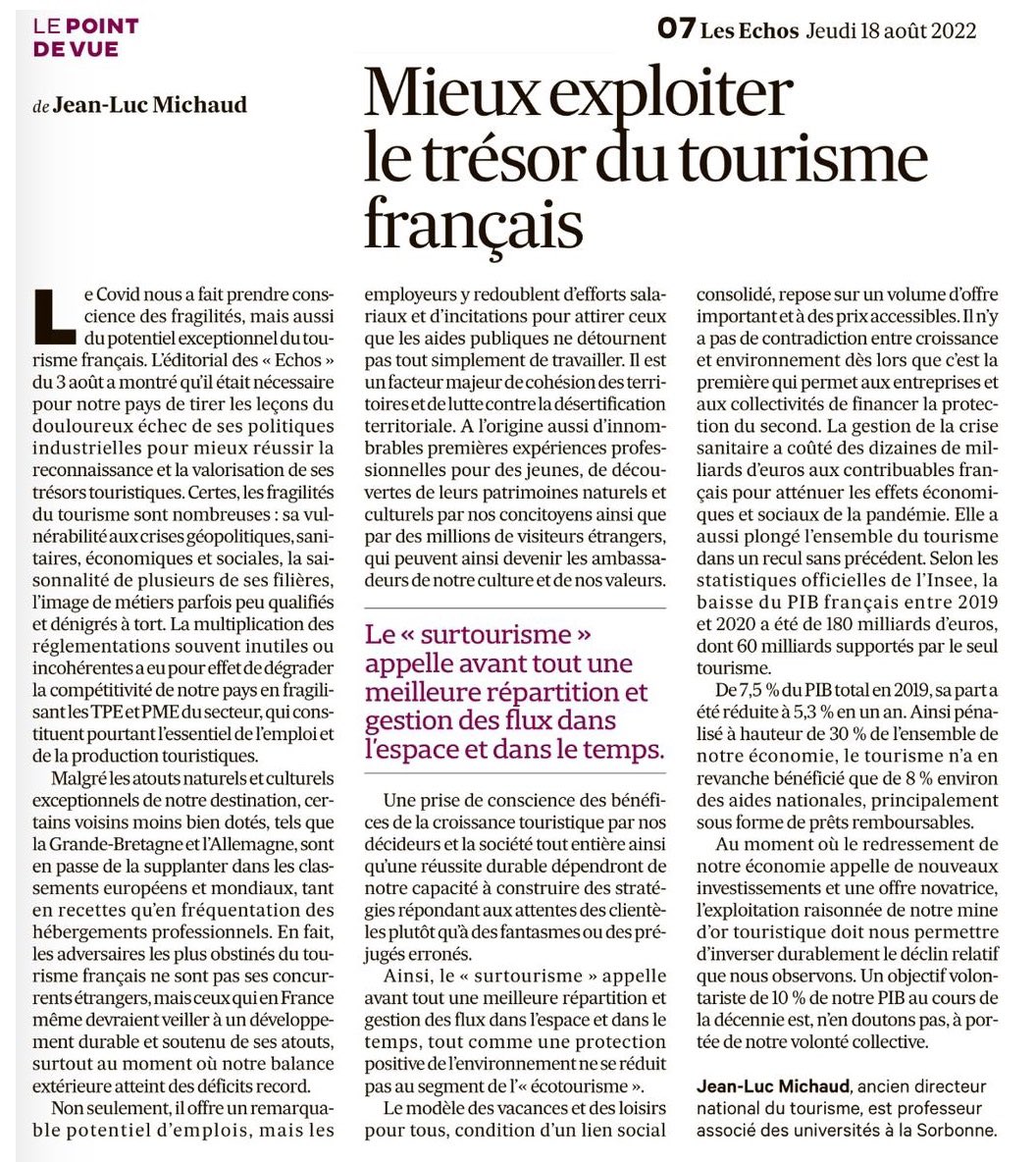 Mieux expliquer le trésor du #tourisme français ! <a href="/IFT_Officiel/">IFT</a> <a href="/tourisme_emploi/">Emploi Tourisme</a>