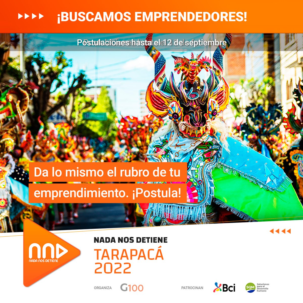 Fechever14's tweet photo. Invitamos a postular a los #emprendedores que están generando un impacto positivo en la Región de #Tarapacá, a participar en el mayor campeonato de emprendimiento de #Chile. 
https://t.co/s1vxL1jVfC

#iquique #Huara #Pozoalmonte #Pica #AltoHospicio https://t.co/R9jvJHM9xJ