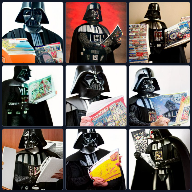 DeconGaming's tweet photo. #DartVader used #MailOrderCatalogs to buy the toys & gadgets his growing empire needed. While #Vader has moved on to #onlineshopping, the #MailOrderCatalog still holds a place in his heart on #NationalMailOrderCatalogDay.
#StarWars #StarWarsCraiyon #Craiyon #craiyoncreations https://t.co/MKHRG3PutF