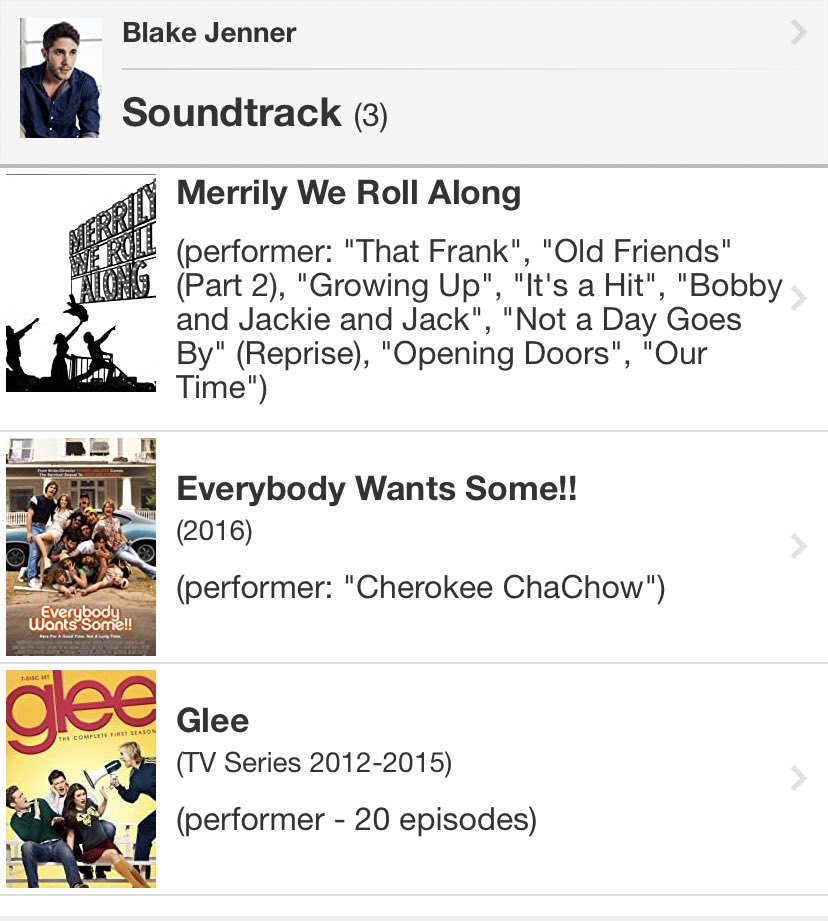Blake1Wehate's tweet photo. Blake Jenner has been re-added to the merrily we roll along IMDb page along with updates on the production cast and crew. He also has been given credits on the sound track.
It seems the project has restarted production and is preparing to start filming again https://t.co/iPGwBoeJSN