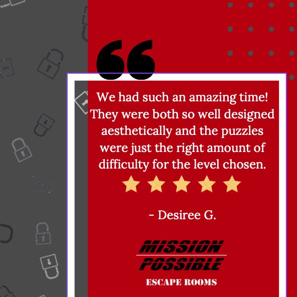 MPEscape's tweet photo. We’re so glad we passed the vibe check with our puzzles! Thank you for all the support 🥰 #thankful #missionpossibleescaperooms #goodvibes https://t.co/NbjvLkSoVu