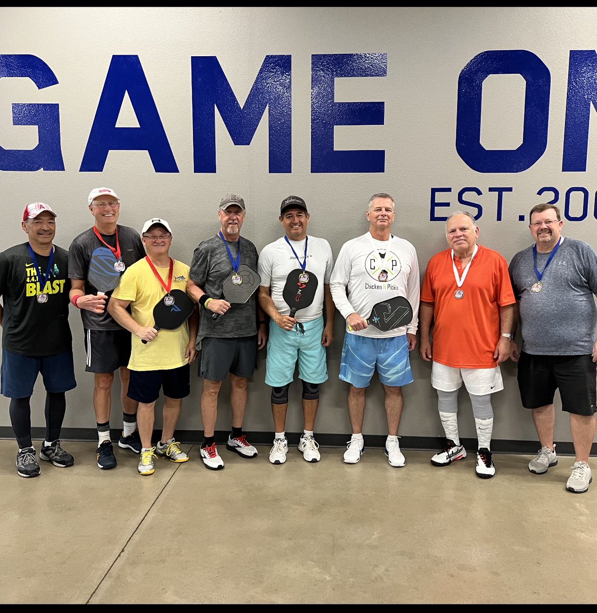CoachG_Martin's tweet photo. USA senior Pickleball tournament. James and I took the Bronze in 3.5 men’s doubles.Tisha and Kathie took Gold in 4.0 women’s doubles and Tisha and I took Silver in 4.0 mixed while Kathie and James took the Bronze. A blast Reppin @ChickenNPickle @TishaMartin18 https://t.co/Ulhkt2i9wX