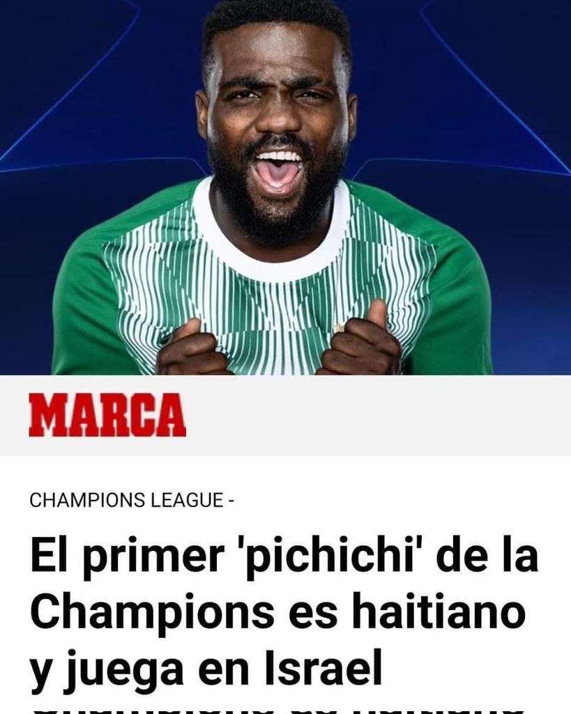 JohnJeanJacq's tweet photo. Le quotidien espagnol, MARCA est très élogieux en vers l'attaquant international haïtien Frantzdy Pierrot actuel meilleur buteur des matches barragiste de la Ligue des champions 2022-2023🏆.

5 matches disputé
5 buts marqué https://t.co/MsZyv0lcUL