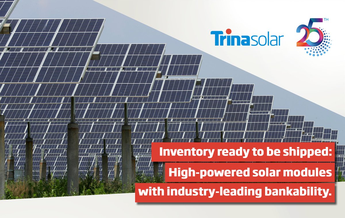 TrinaSolarUS's tweet photo. The recent #solarITC extension will accelerate solar PV growth &amp; drive module demand. Thankfully, @Trinasolarus already has the high-powered modules waiting in our US warehouse to help you build your project pipeline. Contact us today while supplies last: https://t.co/YwfHq4s9kR https://t.co/UQlrSivEla