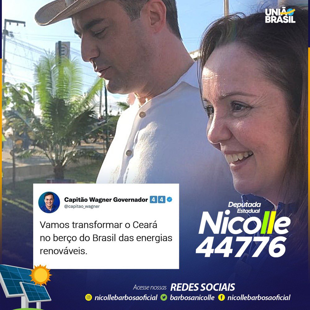 barbosanicolle's tweet photo. A economia das Energias Renováveis é muito forte. Essa bandeira é a minha paixão. Já fiz muito por esse setor quando fui secretária da SDE, presidente da ADECE e enquanto liderei o Movimento Integra Brasil no CIC. https://t.co/BfokYzCTOO