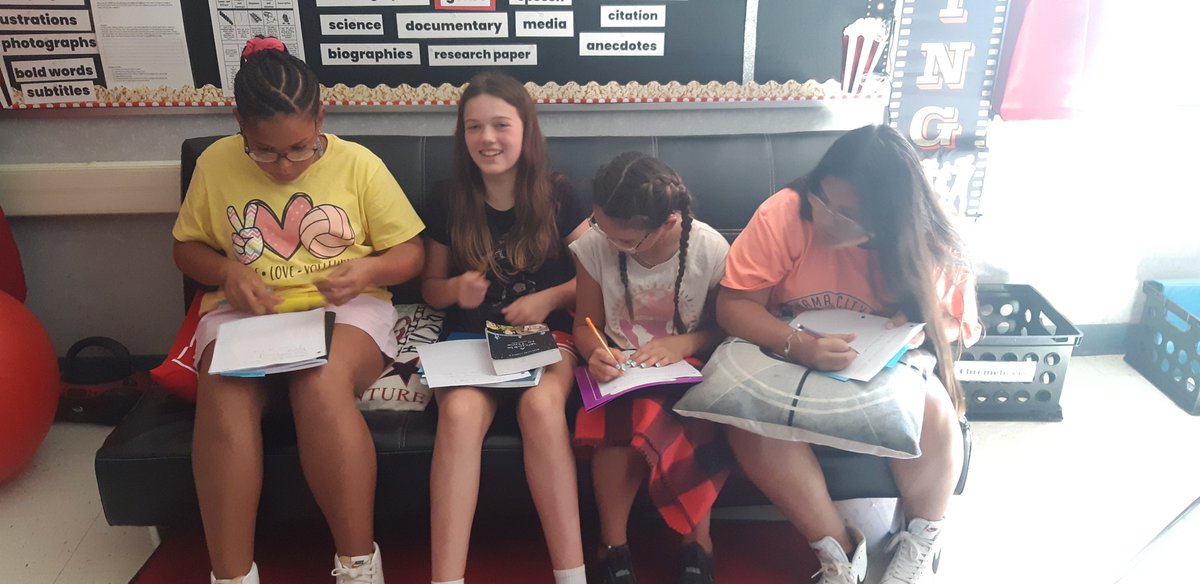 EmJoMom's tweet photo. Genre scavenger hunt: Six teams, ten books, twelve minutes...on your marks - get set. . .GO! #soaringinsixth @HammerAdara @MrT6th @Gaddie6th #AESPride @AlvatonElem https://t.co/jO5gTsQH7t