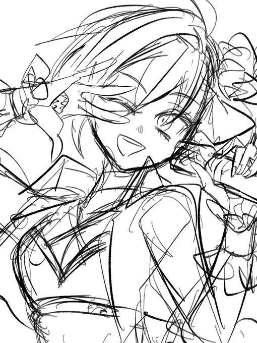 #このタグを見た人はラフ画とその完成絵を見せる
ラフは顔付近しか今ない 